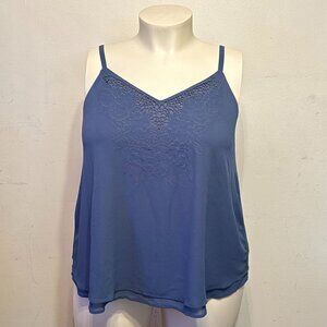 Torrid Plus 2X Blue Sophie Cami W/ Laser Cut Embroidery at Front Neckline NWOT